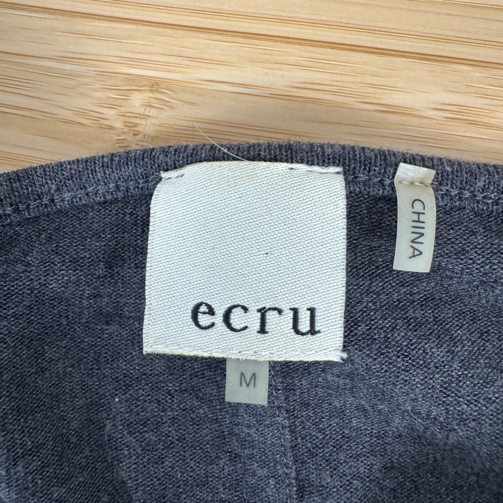 Ecru Women's Charcoal Gray Leather Trim Poncho‎ Sweater Size M - Picture 5 of 8